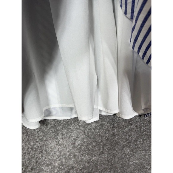 LOFT Sleeveless Lined Striped Crossover V-Neck Dress Womens Size‎ 8 Blue White - Picture 15 of 16